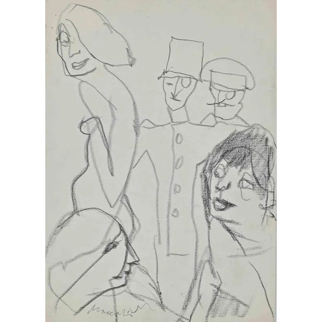 Admiration is an original Charcoal Drawing realized by Mino Maccari in 1980. Good condition on a white paper. Hand-signed...