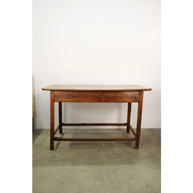 19th Century Antique Elm Wood Tavern Table With Game Carving For Sale - Image 10 of 13