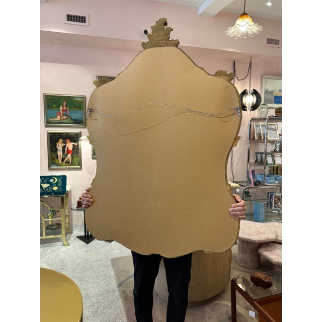1970s Vintage Large Gold Giltwood Rococo Style Mirror For Sale - Image 5 of 12