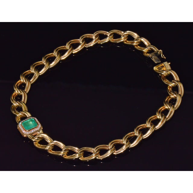 Gia Certified Natural 6.91Cts Colombian Emerald & Diamond 14k Italian Gold Statement Necklace For Sale In Dallas - Image 6 of 13