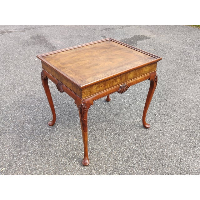 Baker Furniture Burled Walnut Queen Anne Tea Table For Sale In Washington DC - Image 6 of 10