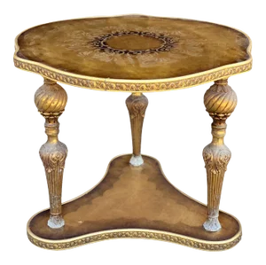 Vintage Italian Hollywood Regency Brass Gilded Glass Top End Table