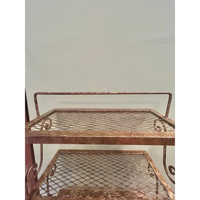 Vintage Hollywood Regency Gilt Metal 3-Tier Wall Shelf With Towel Bar For Sale - Image 11 of 11