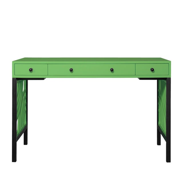 David Francis Swirl Writing Desk - Bright Green For Sale - Image 4 of 8