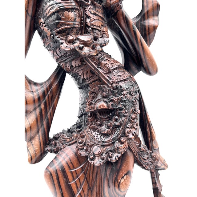 Large Hand-Carved Sculpture of the Goddess Dewi Sri in Makassar Ebony, Bali, 1950s-1960s For Sale - Image 10 of 18