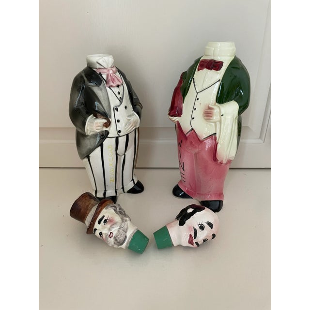 Ivory 1940s Ceramic Men Decanters - a Pair For Sale - Image 8 of 11