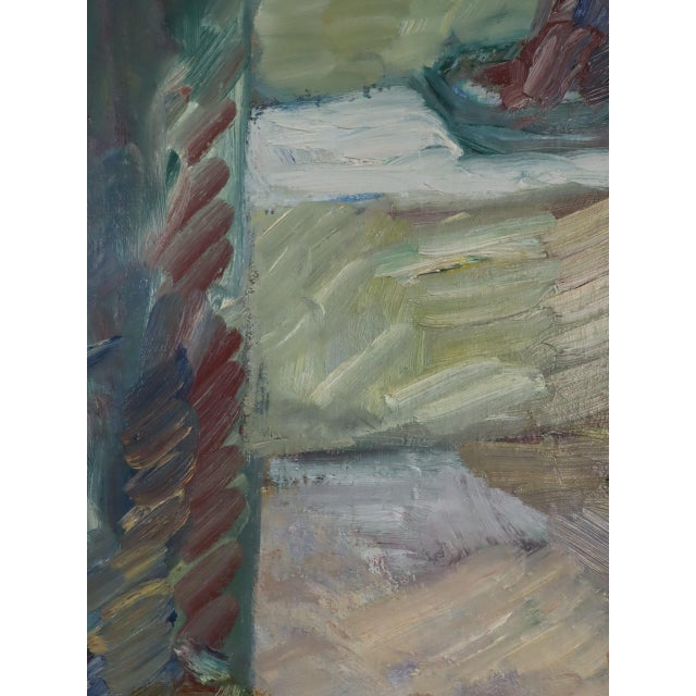 Mid-Century Modern 'Figure by the Window' Swedish Abstract Figurative Oil Painting, Framed For Sale - Image 10 of 12