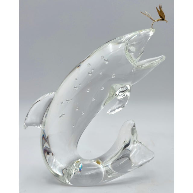 Steuben Glass & 18K Gold “Trout & Fly” by James Houston, Introduced 1966 For Sale - Image 11 of 18
