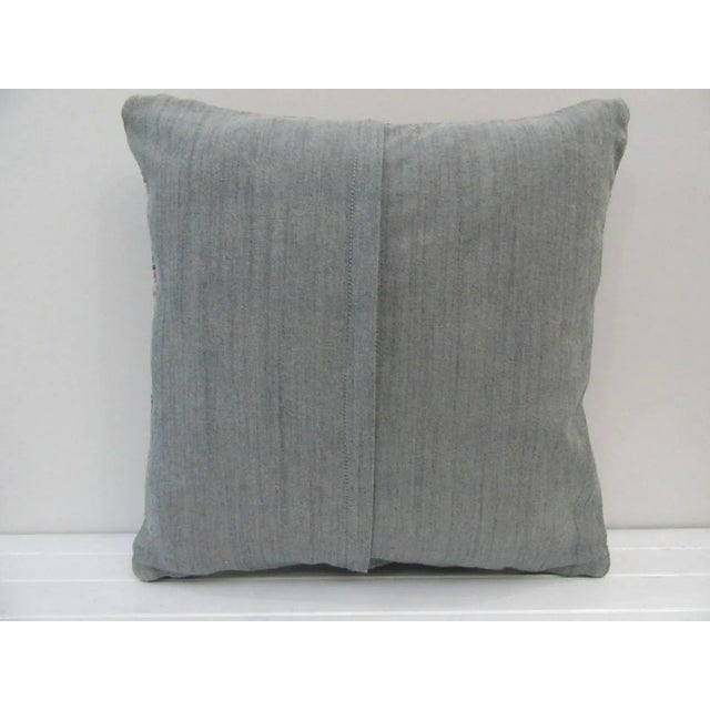 Turkish Pink and Blue Turkish Kilim Pillow Cover For Sale - Image 3 of 4