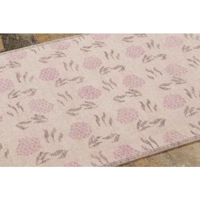 Rug & Kilim Contemporary Block Print Floral Wool Runner by Rug & Kilim, India For Sale - Image 4 of 8
