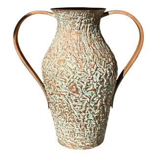 Large Copper Floor Vase with Handles from from Unbekannt, 1960s For Sale