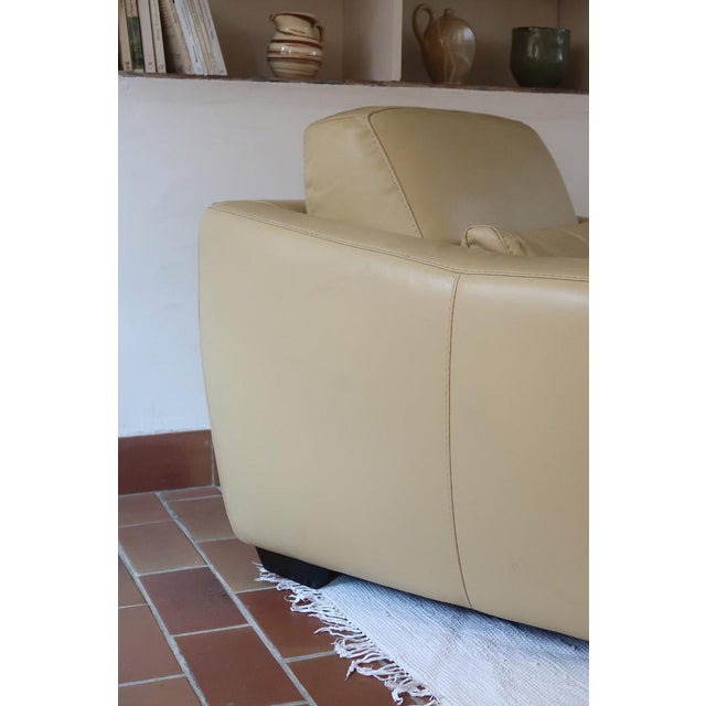 1980s Postmodern Club Armchair in Butter Yellow Leather, 1980s For Sale - Image 5 of 12