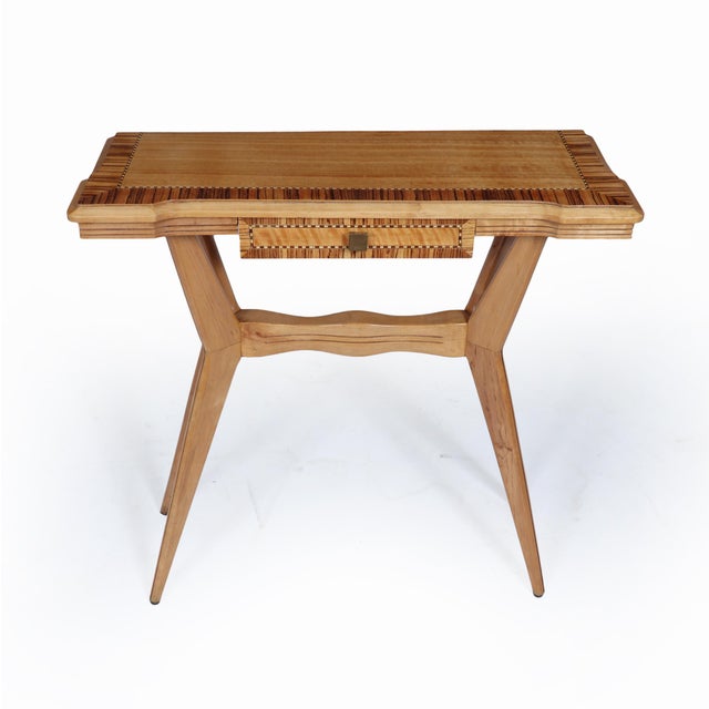 Mid-Century Modern Mid-Century Italian Console Table in Chestnut and Zebrano, 1950 For Sale - Image 3 of 18