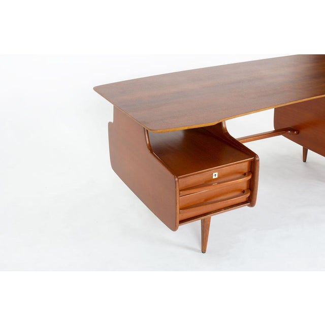 Vintage Executive Desk in Mahogany by Jacques Hauville, 1950s For Sale - Image 12 of 13