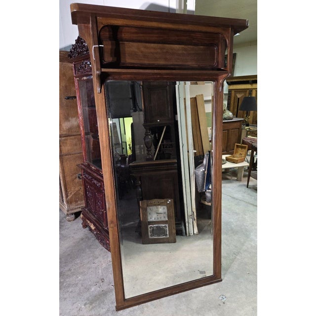 Art Nouveau Mahogany Trumeau Mirror, 1930s For Sale - Image 4 of 8