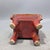 Red Chinese Red Glazed Gilt Bronze-Form Quadripod Censer With Beast Finial, Marked "Ming Xuande" (Fang Ding) For Sale - Image 8 of 9