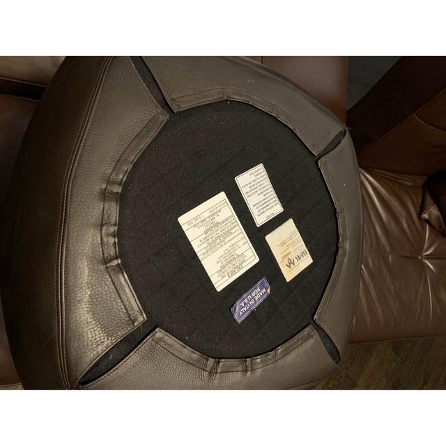 2010s B&b Italia Patricia Urquiola's Espresso Leather With Deep Wine/Plum Boucle Wool Seat Fat-Sofa Ottoman Pouf For Sale - Image 5 of 6