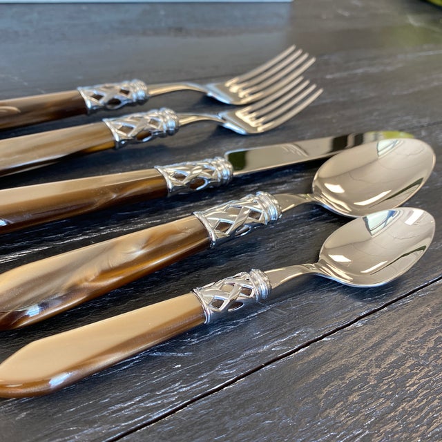 Bugatti Italy for Vietri Aladdin Taupe Brilliant Stainless Flatware 5