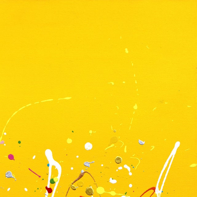 Celebrate Now - Abstract Warm Red Yellow Expressionist Textural Drip Painting by Marc Raphael For Sale - Image 4 of 9