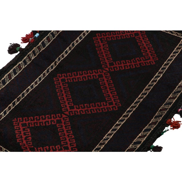 Rug & Kilim Rug & Kilim’s Baluch Scatter Rug in Dark Purple, Red and Blue Geometric Patterns For Sale - Image 4 of 8
