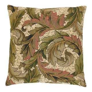 Acanthus & Lily Summer Tapestry Cushion With Feather Filler - 46x46cm (18"x18") For Sale
