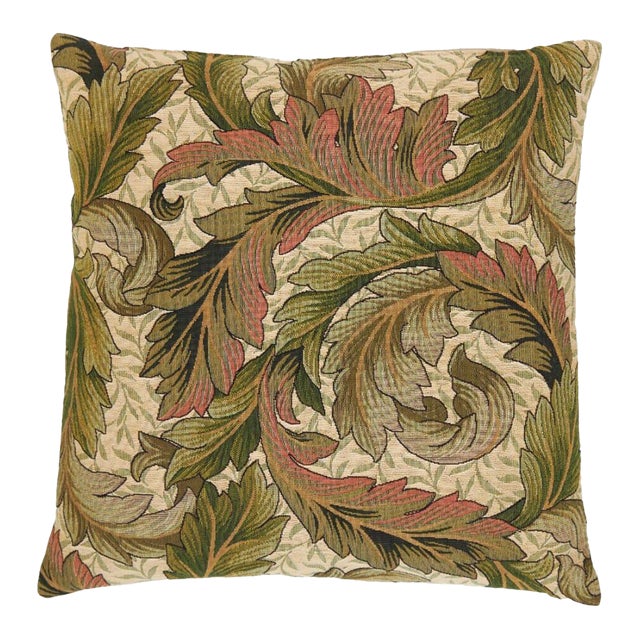 Acanthus & Lily Summer Tapestry Cushion With Feather Filler - 46x46cm (18"x18") For Sale
