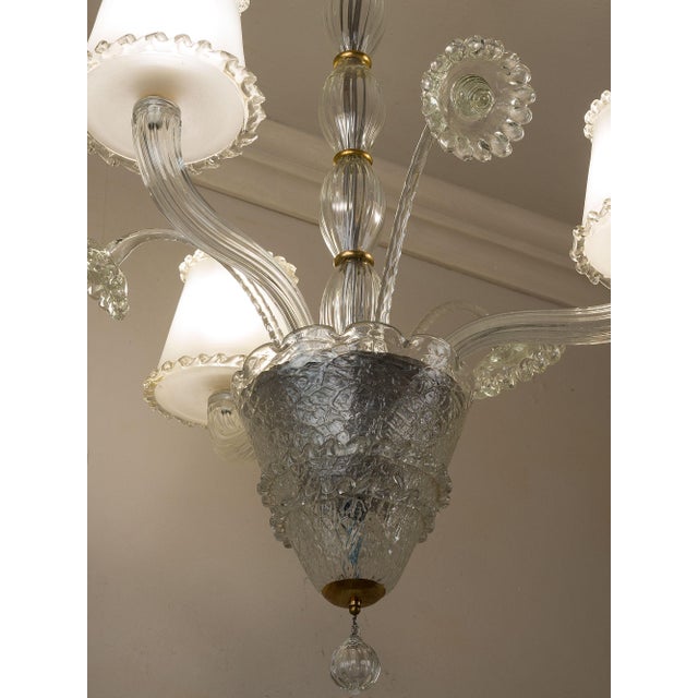 1940s Vintage Murano Glass 3-Light Chandelier from Barovier & Toso, 1940s For Sale - Image 5 of 13