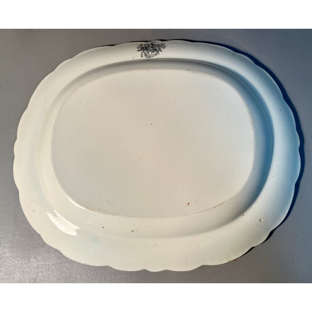 1890s Large Platter London China Black & White Transferware Park Scenery Cattle by the River For Sale - Image 4 of 6