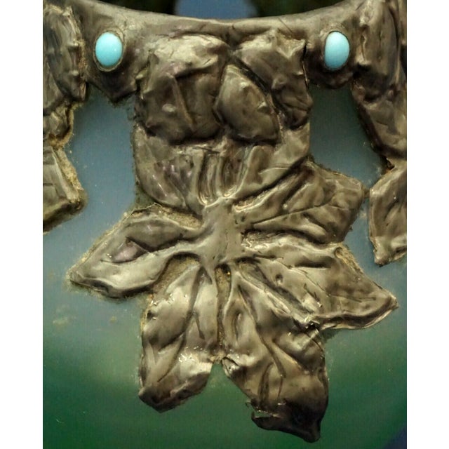 Antique Acid-Etched Opaque Green Glass Vase from Loetz, Austria, 1890s For Sale - Image 12 of 18