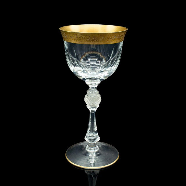 1920s Pair of Antique Art Deco French Glass Celebratory Port Glasses For Sale - Image 4 of 13