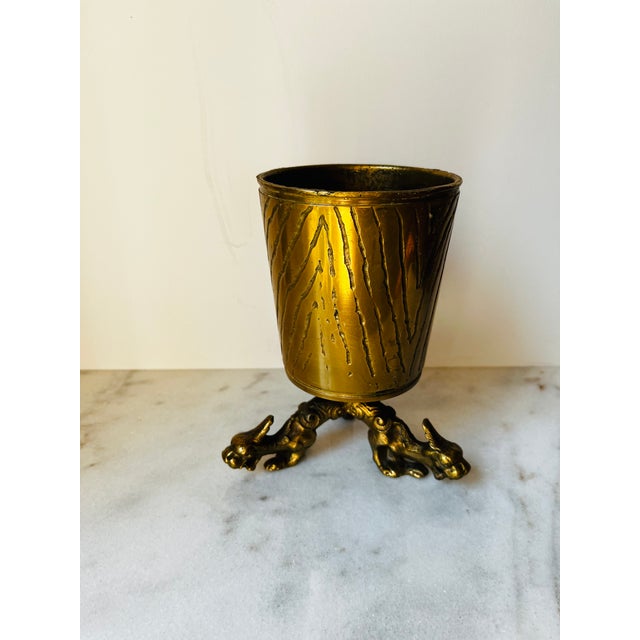 Antique Footed Planter With a Textured Finish and a Stand With Dragon Feet. For Sale - Image 14 of 16
