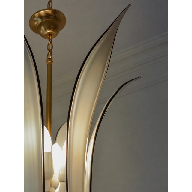 Italian Brass and Murano Glass Palms Chandelier, 1970s For Sale - Image 6 of 10