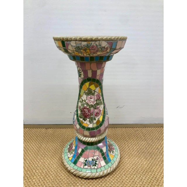 Vintage Artistic Mosaic Colorful Plant Stand or Pedestal Column For Sale In Boston - Image 6 of 7