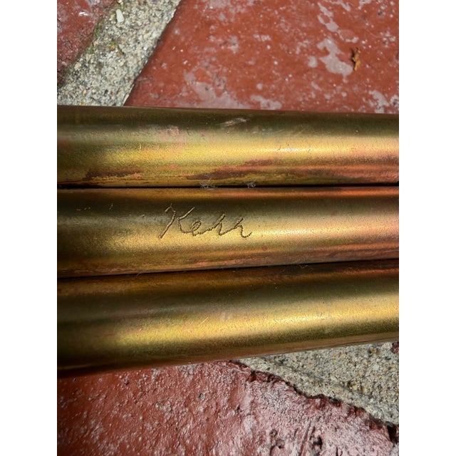 1970s Vintage 1970s Harold Kerr Signed Modernist Brutalist Brass Cattail Wall Pocket Sculpture For Sale - Image 5 of 5