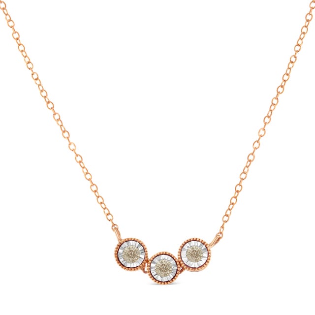 This gorgeous 10k rose and white gold plated .925 sterling silver pendant has an elegant three circle design that...