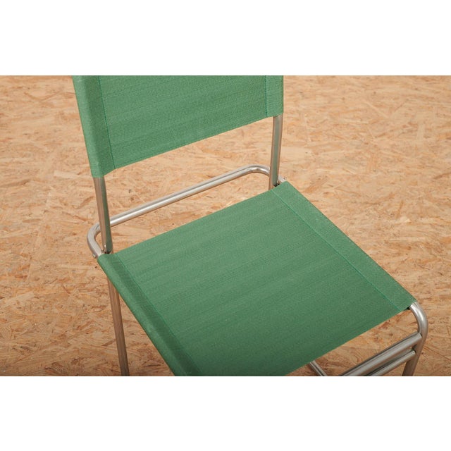 B5 / B40 Chair in Chrome-Plated Tubular Steel with Green Fabric Seat by Marcel Breuer for Tecta, 1980s For Sale - Image 10 of 14