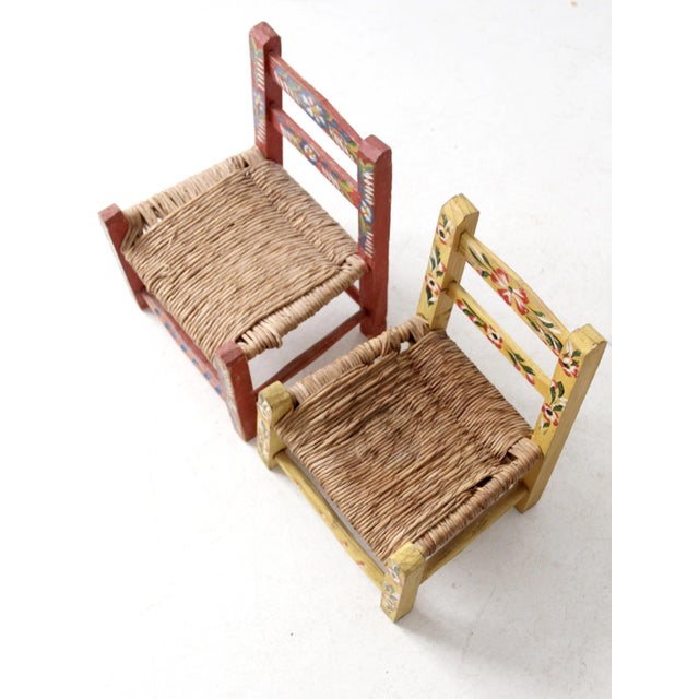 Vintage Mexican Folk Art Children's Chair Pair For Sale - Image 4 of 11