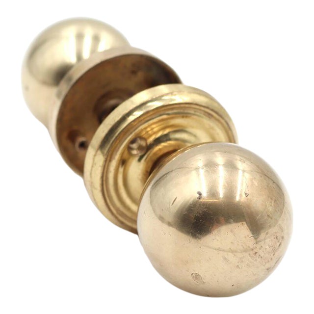 Reclaimed Modern Ball Shaped Polished Brass Door Knobs For Sale