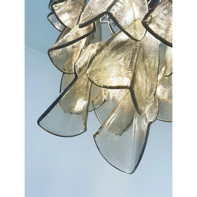 2020s Modern Venetian “Rondini” Chandelier – Smoked Fumè Murano Glass Cascade For Sale - Image 5 of 9