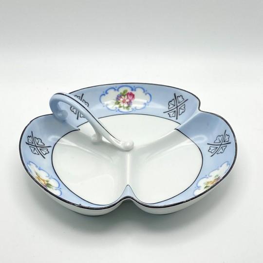 Vintage Reinhold Schlegelmilch Porcelain Divided Trefoil Candy Dish With Flowers For Sale - Image 10 of 16