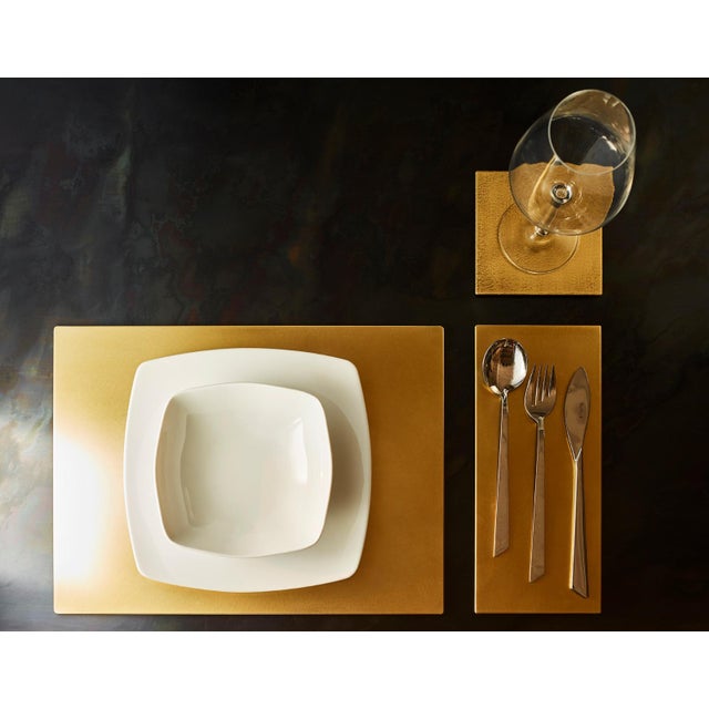 Not Yet Made - Made To Order Opis Table Set in Polished Brass with Coasters, Placemats & Cutlery Mats by Alberto Grassi, Set of 6 For Sale - Image 5 of 5