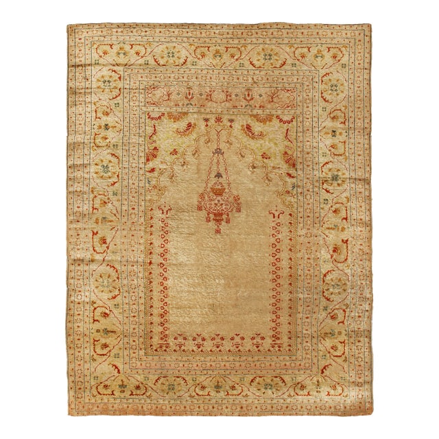 Antique Tabriz Beige and Red Persian Wool Rug For Sale