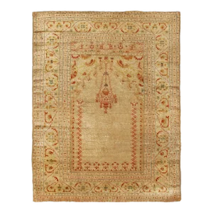 Antique Tabriz Beige and Red Persian Wool Rug