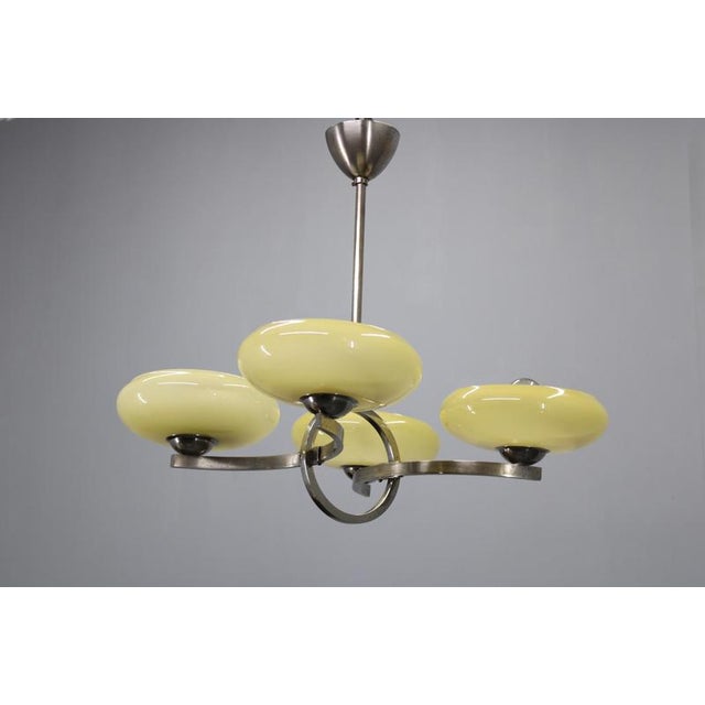 Art Deco Nickel Chandelier with Champagne Glass, 1930s For Sale - Image 3 of 11