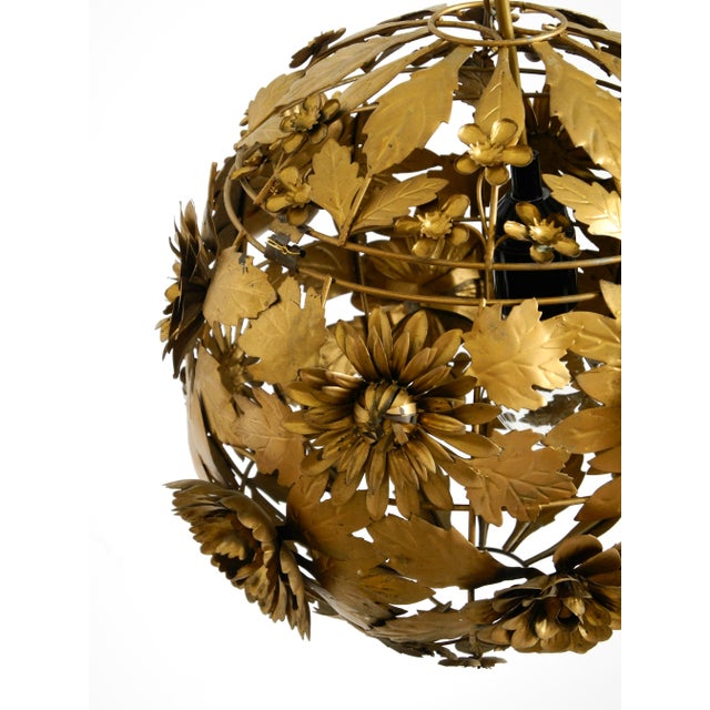 Regency Floral Spherical Metal Ceiling Lamp, 1970s For Sale - Image 15 of 18