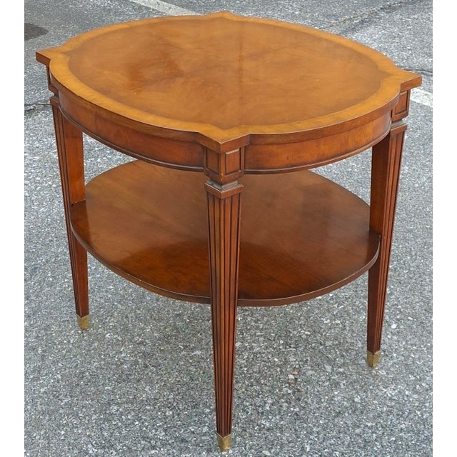 Late 20th Century Regency Style Banded Mahogany Two-Tier Side Table For Sale - Image 4 of 10