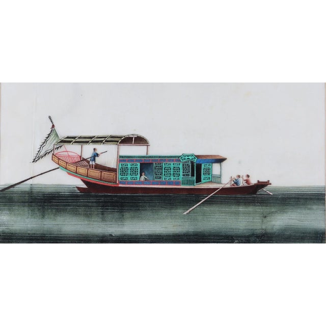 English Set of Five 19th Century China Trade Watercolors of Junks on Pith Paper For Sale - Image 3 of 12