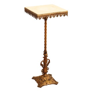 Victorian Marble Top Cast Iron Base Plant Stand For Sale