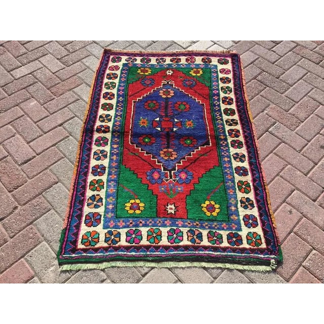 Red Vintage Turkish Hand Knotted Area Rug - 37.5"x54" For Sale - Image 8 of 8
