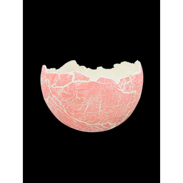 Ceramic Artist Gary Skelly Pink Ceramic Dinosaur Egg For Sale - Image 7 of 12